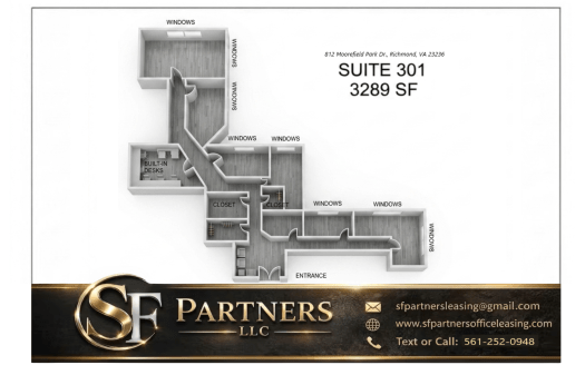 3289 SF 812-Suite 301 Professional Office Space at 812 Moorefield Park Dr., Richmond, VA 23236