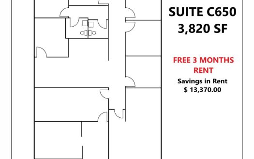 (LEASED) 3820 SF Suite C650 Professional Office Space in Atlanta, GA 30345