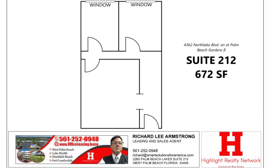 (LEASED) 672 SF Suite 212 Professional and Medical Office Space in 4362 Northlake Blvd, Palm Beach Gardens, FL 33410