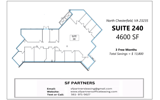 (LEASED) 4600 SF Suite 240 Professional Office Space in North Chesterfield, VA 23235