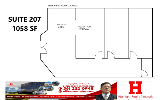 (LEASED) 1058 SF Suite 207 Professional and Medical Office Space at 7100 West Commercial Blvd., Lauderhill, FL 33319