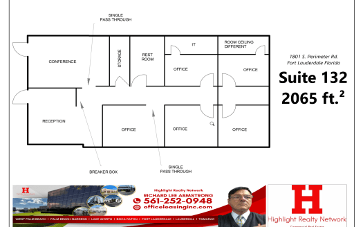 2065 SF Suite 132 Professional and Medical Office Space in 1801 S Perimeter Rd, Fort Lauderdale, FL 33309