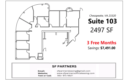 (LEASED) 2497 SF Suite 103 Professional Office Space at 860 Greenbrier Cir., Chesapeake, VA 23320