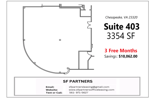 (LEASED) 3354 SF Suite 403 Professional Office Space at 870 Greenbrier Cir, Chesapeake, VA 23320