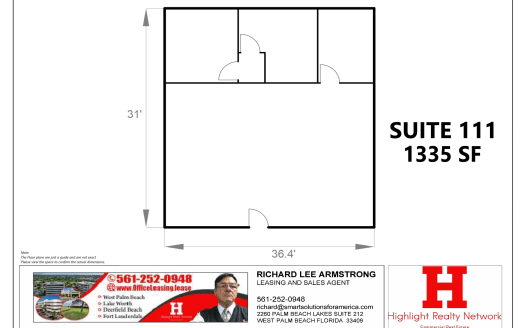 (LEASED) 1335 SF Suite 111 Professional and Medical Office Space at 4360 Northlake Blvd., Palm Beach Gardens, FL 33410