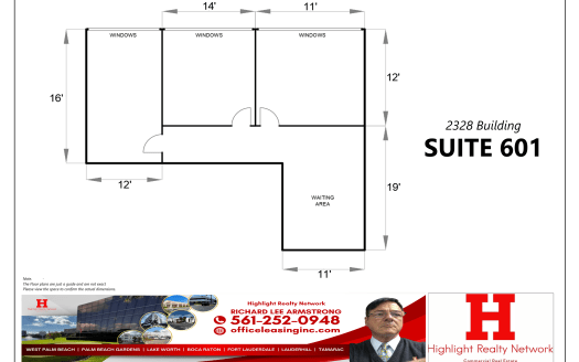 (LEASED) 833 SF Suite 601 Professional and Medical Office Space at 2328 10th Ave N, Lake Worth, FL 33461