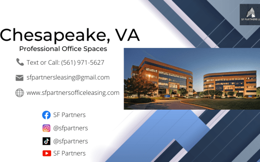 (LEASED) 3257 SF Suite 210 Professional Office Space at 860 Greenbrier Cir, Chesapeake, VA 23320