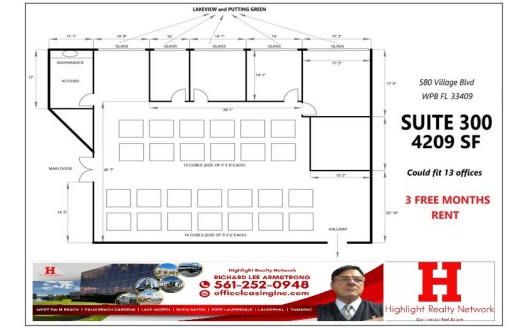 (LEASED) 4209 SF Suite 300 Professional and Medical Office Space in 580 Village Blvd., West Palm Beach, FL 33409