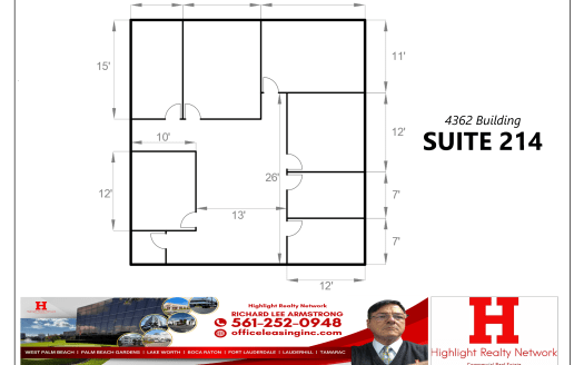 (LEASED) 1534 SF Suite 214 Professional and Medical Office Space at 4362 Northlake Blvd., Palm Beach Gardens, FL 33410