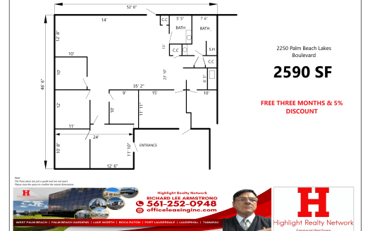 (LEASED) 2590 SF Suite 106 Professional and Medical Retail Space at 2250 Palm Beach Lakes Blvd., West Palm Beach, FL 33409