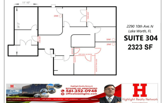 2323 SF Suite 304 Professional and Medical Office Space at 2290 10th Ave N, Lake Worth, FL 33461