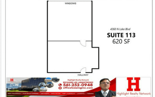 LEASED 620 SF Suite 113 Professional and Medical Office Space at 4360 Northlake Blvd., Palm Beach Gardens, FL 33410
