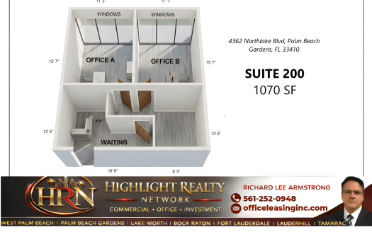 1070 SF Suite 200 Professional and Medical Office Space at 4362 Northlake Blvd., Palm Beach Gardens, FL 33410