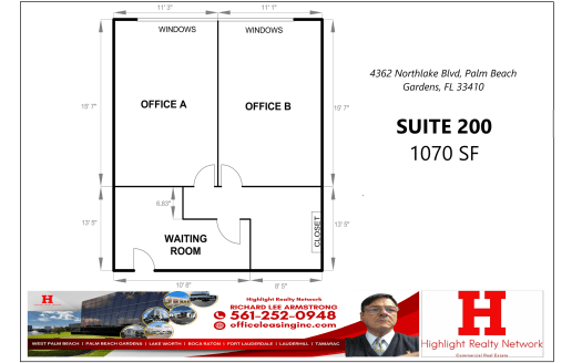 1070 SF Suite 200 Professional and Medical Office Space at 4362 Northlake Blvd., Palm Beach Gardens, FL 33410