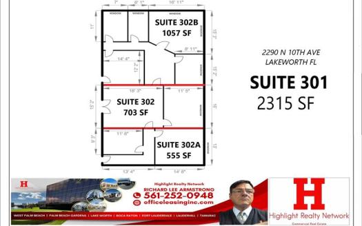 2315 SF Suite 302 Professional and Medical Office Space 2290 10th Ave N, Lake Worth, FL 33461