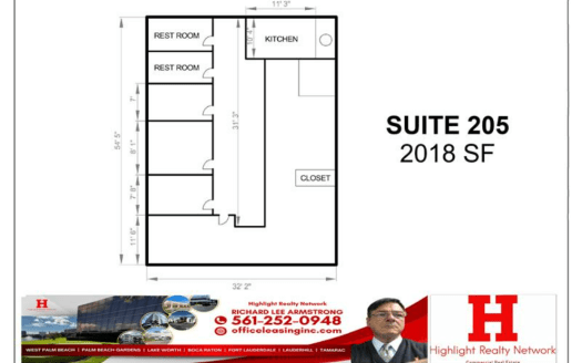 2018 SF Suite 205 Professional and Medical Office Space at 7200 West Commercial Blvd., Lauderhill, FL 33319