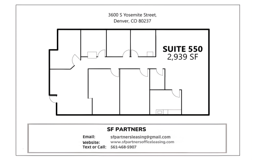 2939 SF Suite 550 Professional & Medical Office Space at 3600 Yosemite St, Denver, CO 80237