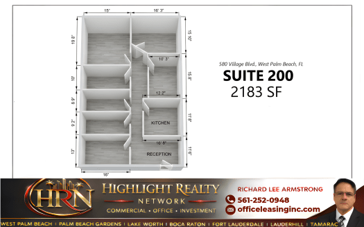 2183 SF Suite 200 Professional and Medical Office Space at 580 Village Blvd., West Palm Beach, FL 33409
