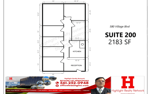 2183 SF Suite 200 Professional and Medical Office Space at 580 Village Blvd., West Palm Beach, FL 33409