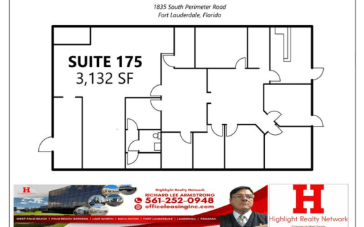 3132 SF Suite 175 Professional and Medical Office Space in 1835 S Perimeter Rd, Fort Lauderdale, FL 33309