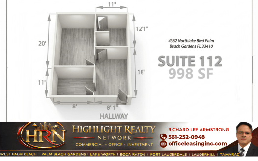 998 SF Suite 112 Professional and Medical Office Space at 4362 Northlake Blvd, Palm Beach Gardens, FL 33410