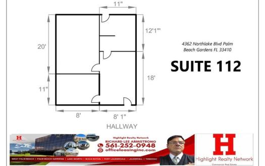 998 SF Suite 112 Professional and Medical Office Space at 4362 Northlake Blvd, Palm Beach Gardens, FL 33410