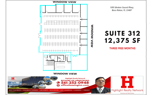 12375 SF Suite 312 Professional Office Space at 1095 Broken Sound Pkwy., Boca Raton, FL 33487