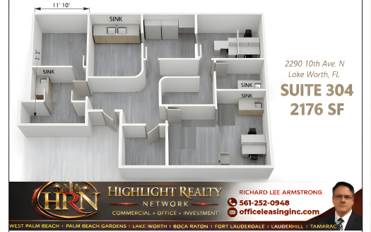 2176 SF Suite 304 Professional and Medical Office Space at 2290 10th Ave N, Lake Worth, FL 33461