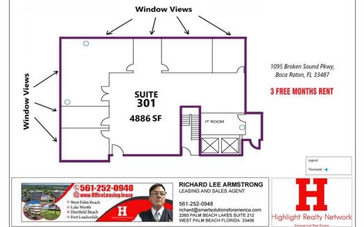4886 SF Suite 301 Professional and Medical Office Space at 1095 Broken Sound Pkwy., Boca Raton, FL 33487