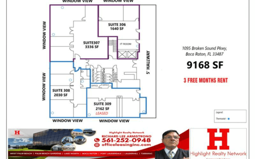 9168 SF Suite 303 Professional Office Space at 1095 Broken Sound Pkwy., Boca Raton, FL 33487