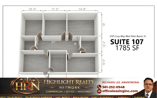 1785 SF Suite 107 Professional and Medical Office Space at 5725 Corporate Way, West Palm Beach, FL 33409