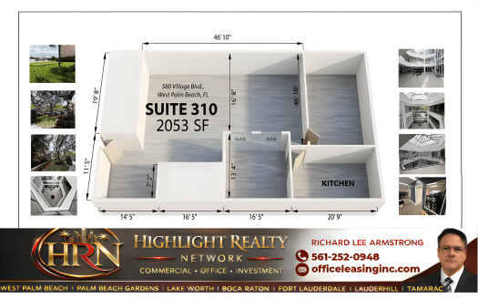 2053 SF Suite 310 Professional and Medical Office Space at 580 Village Blvd., West Palm Beach, FL 33409