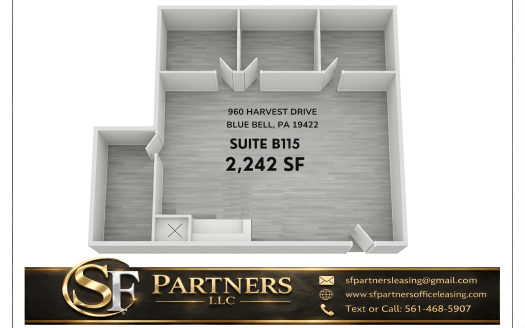 2242 SF Suite B115 Professional and Medical Office Space at 960 Harvest Drive, Blue Bell, PA 19422