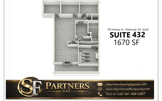 1670 SF Suite 432 Professional and Medical Office Space at 750 Holiday Dr., Pittsburgh, PA 15220