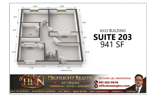 941 SF Suite 203 Professional and Medical Office Space at 8333 W McNab Rd., Tamarac, FL 33321