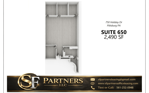2490 SF Suite 650 Professional and Medical Office Space at 750 Holiday Dr., Pittsburgh, PA 15220